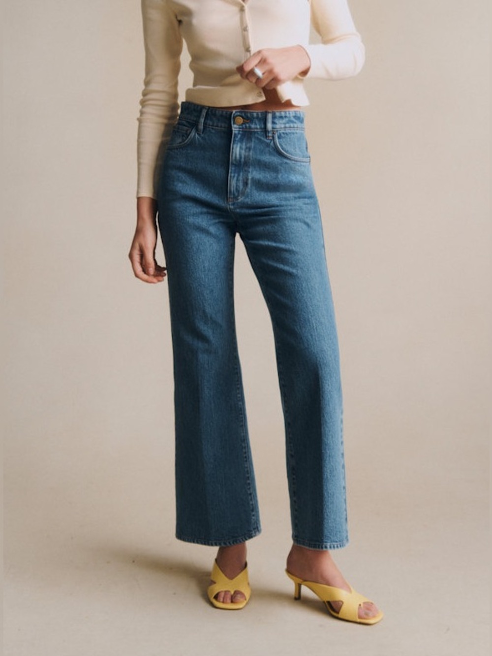 Sezane Blue High-Rise Wide-Leg Jeans